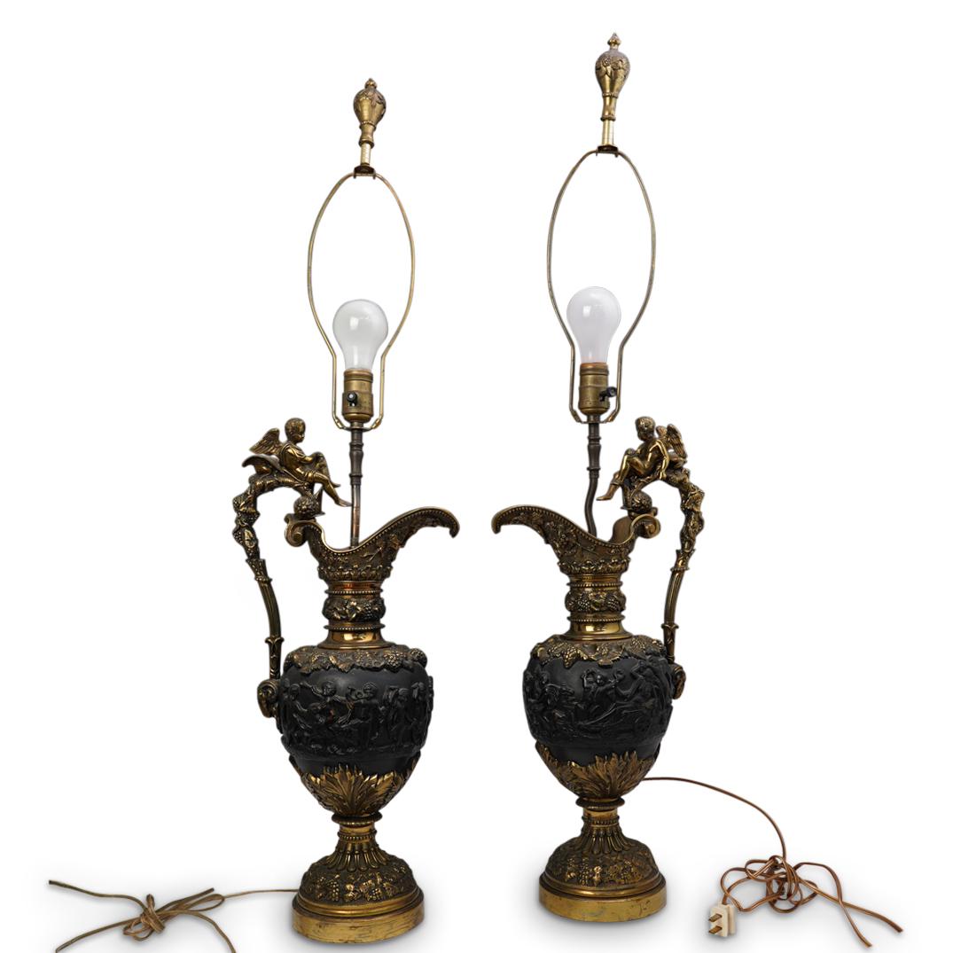 (2 Pc) Neoclassical Parcel Gilt Ewer Lamps (1 of 7)