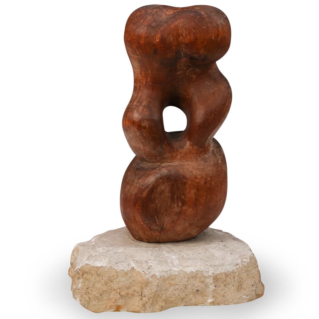 Abstract Carved Wood and Stone Sculpture (1 of 3)