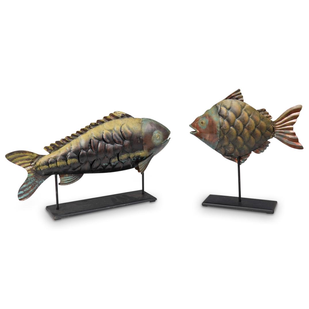 2 Large Brass & Copper Fishes (1 of 7)