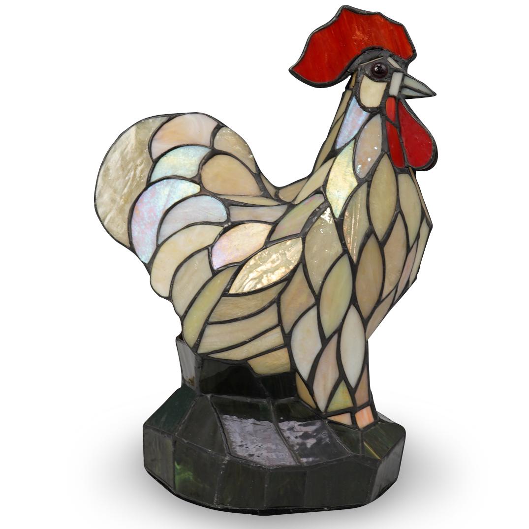 Vintage Stained Glass Rooster Lamp (1 of 3)