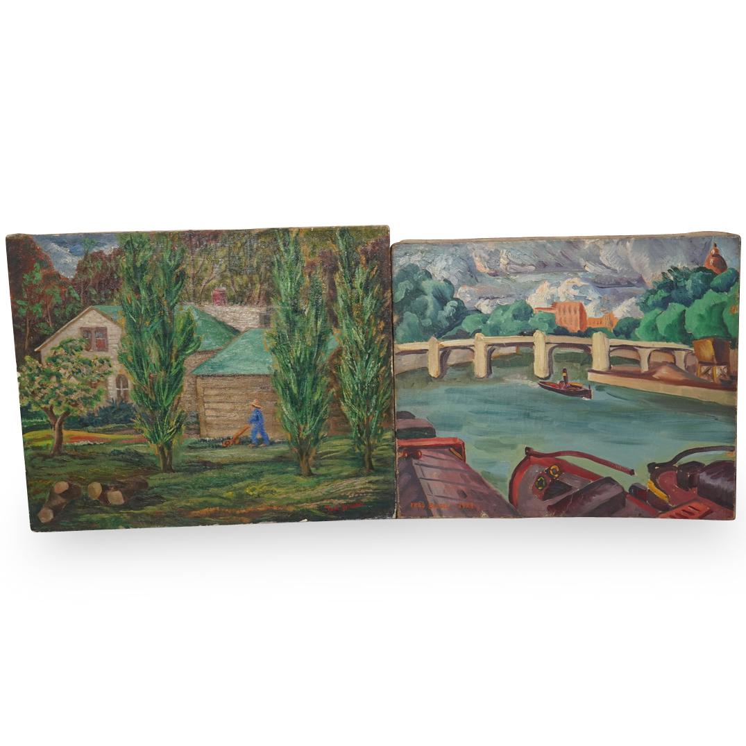(2Pc) Fred Biesel (American, 1893 - 1954) Oil Painting (1 of 6)