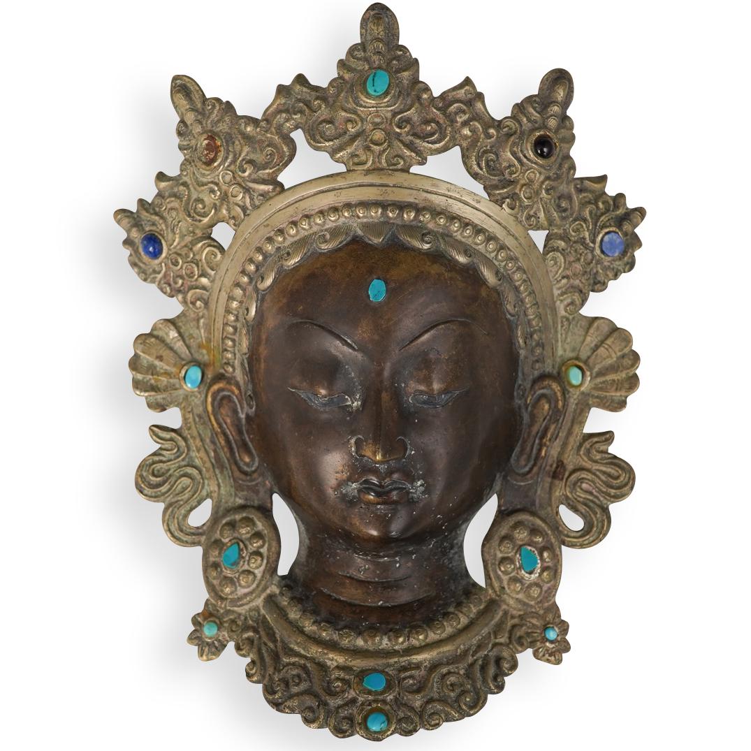 Antique Tibetan Bronze Mask Ornament (1 of 5)