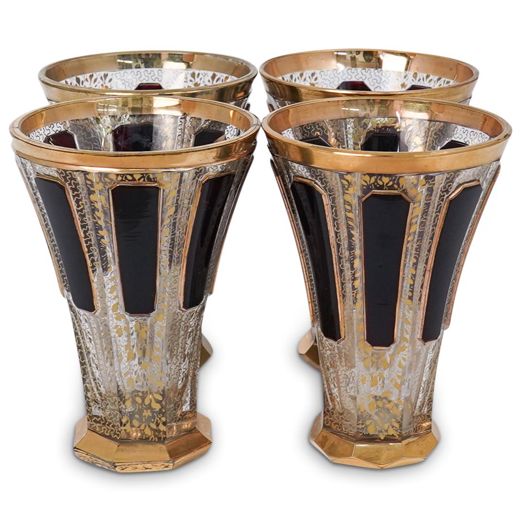 (4 Pc) Antique Moser Glass Cups (1 of 2)
