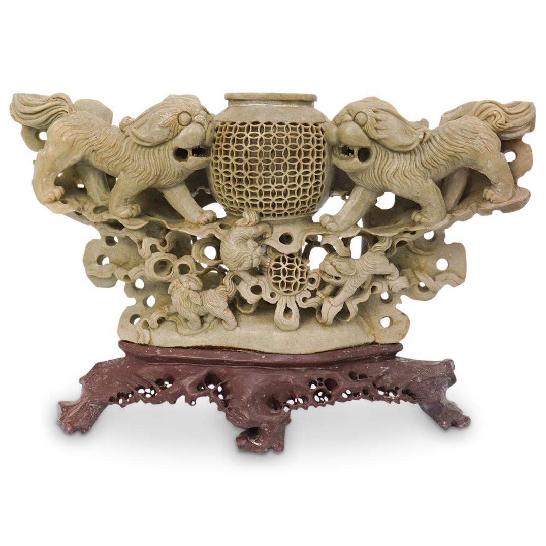 Chinese Soapstone Carved Vase (1 of 4)