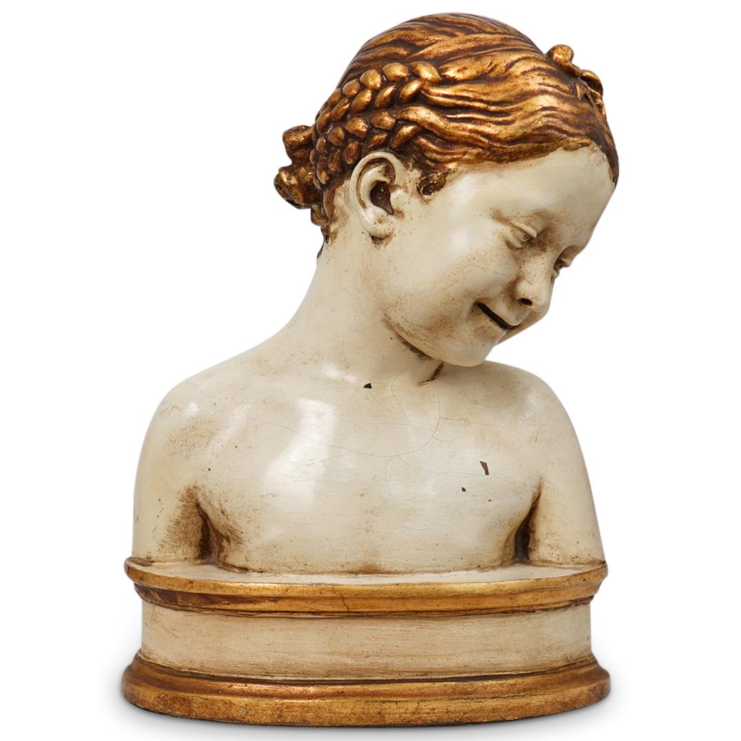 Polychrome Wood Carved Figural Bust (1 of 3)