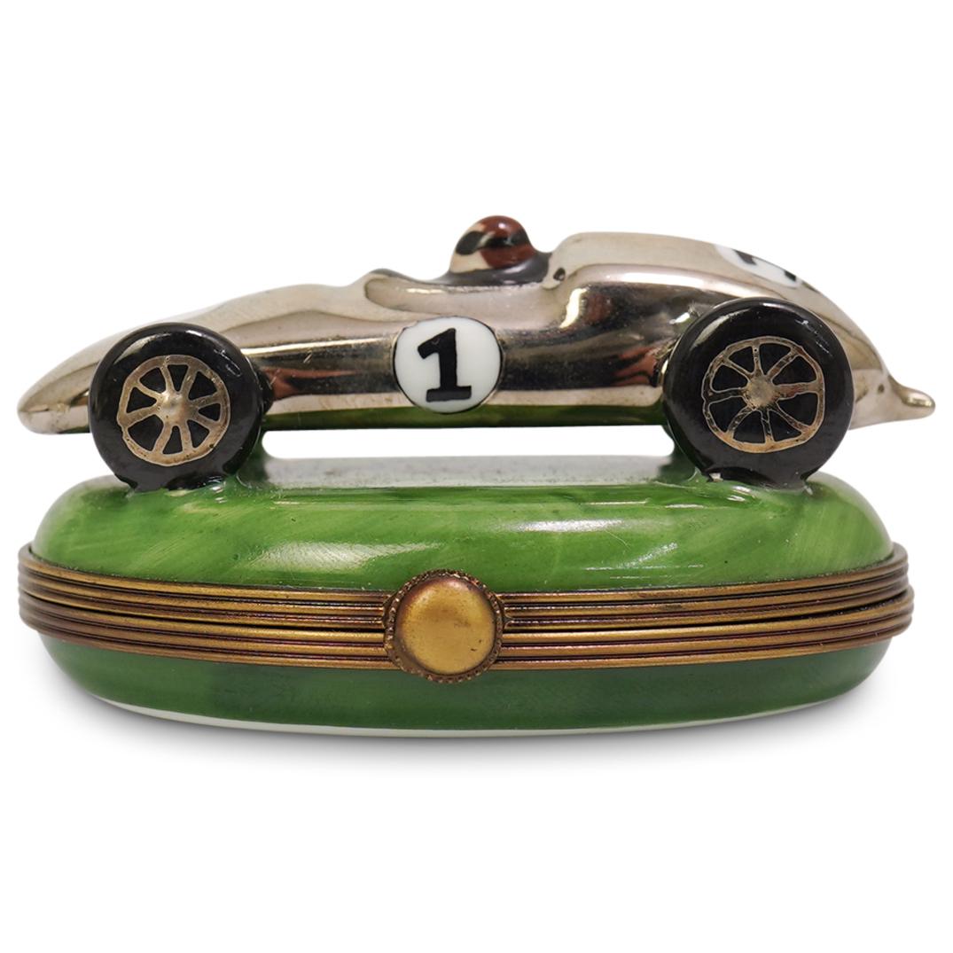 Limoges Porcelain Race Car Trinket Box (1 of 3)