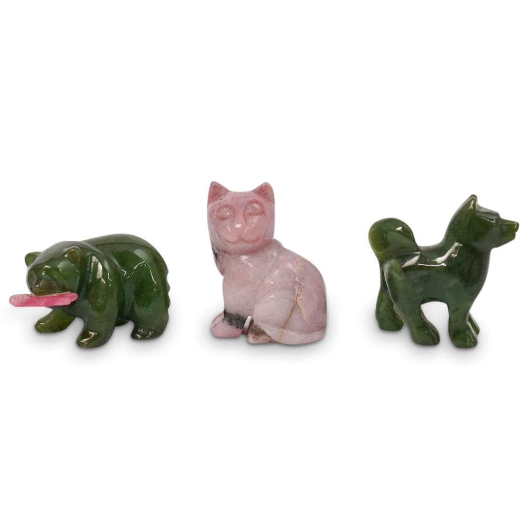 (3 Pc) Carved Jade Animals (1 of 3)