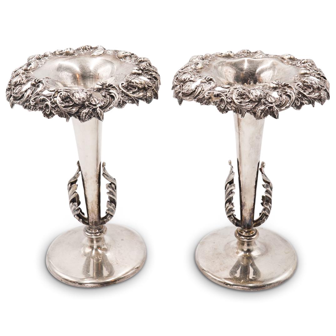 Antique Pair Of Sterling Silver Vases (1 of 9)