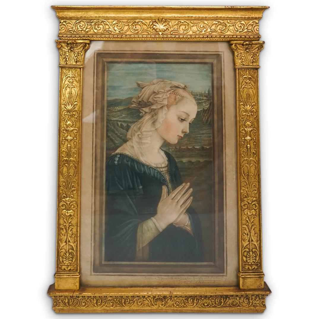 Antique Signed Madonna Engraving (1 of 5)