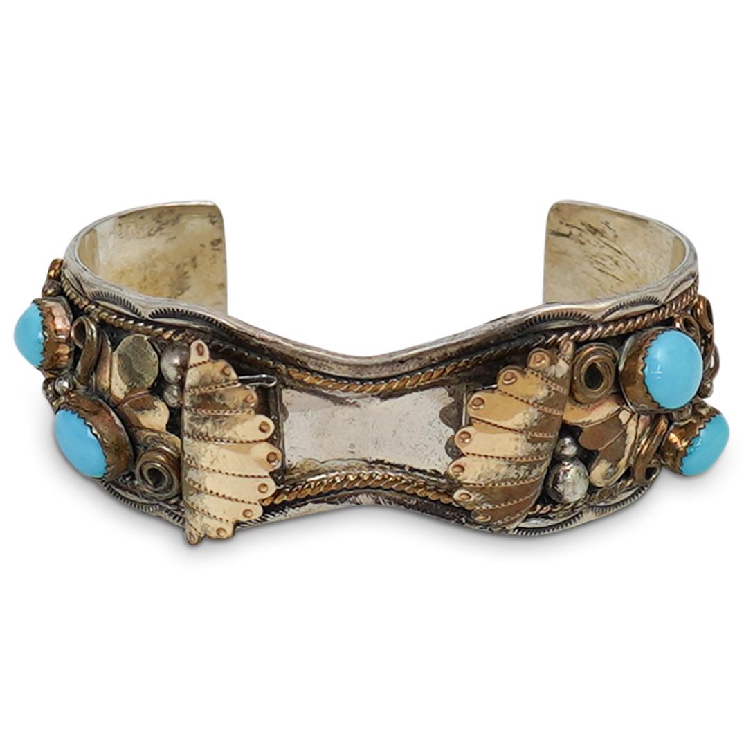 Harry B Yazzie Sterling Silver Navajo Cuff (1 of 3)