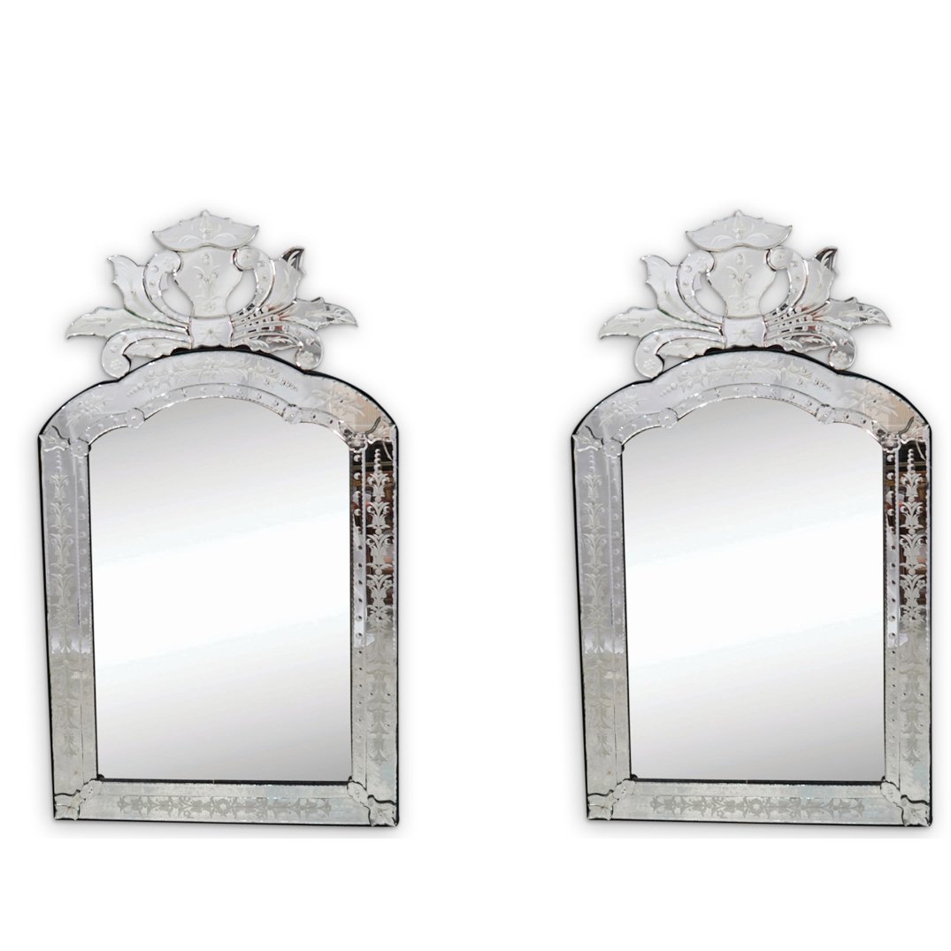 Pair Of Venetian Etched Mirrors (1 of 4)