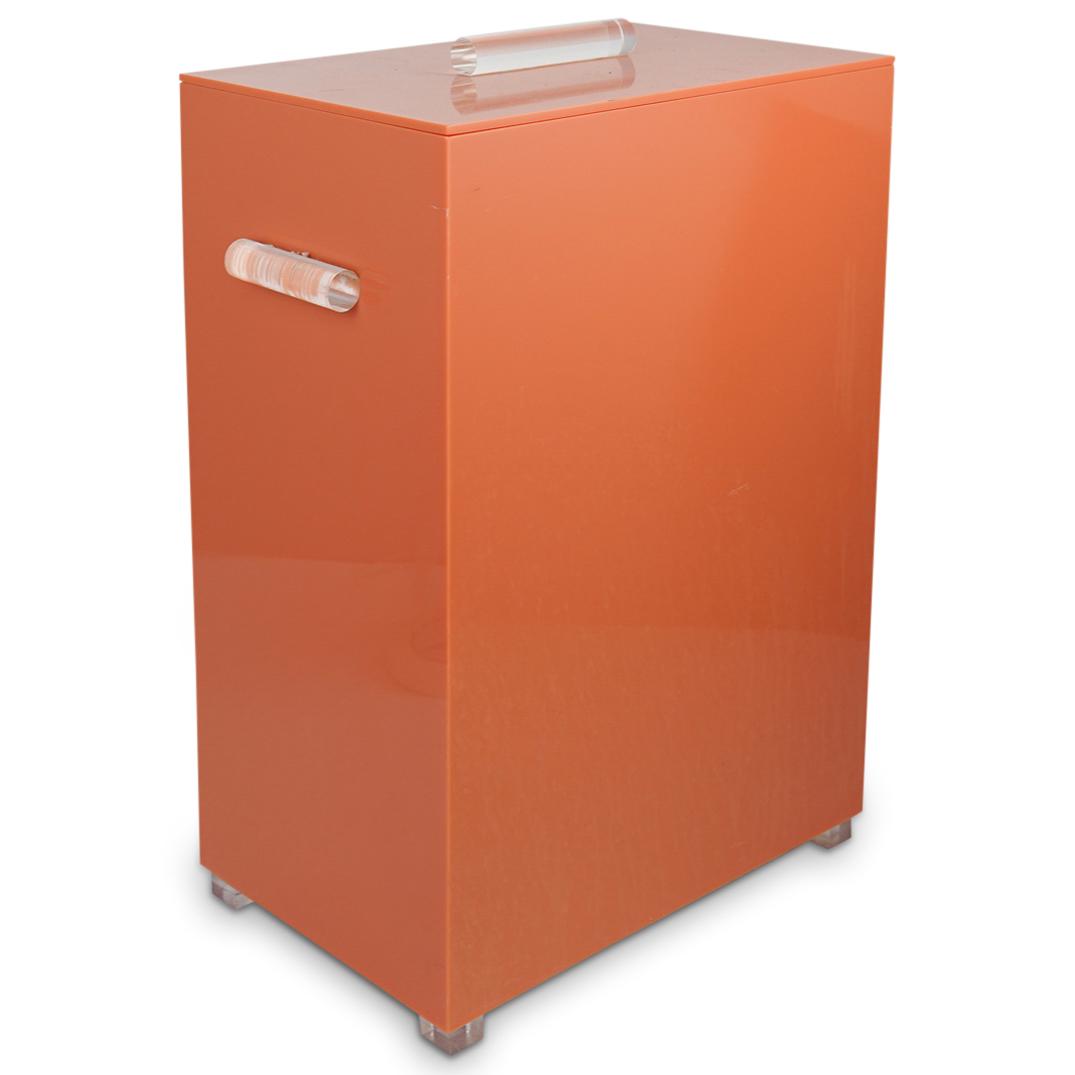 Vintage Orange lucite Lidded Bin (1 of 4)