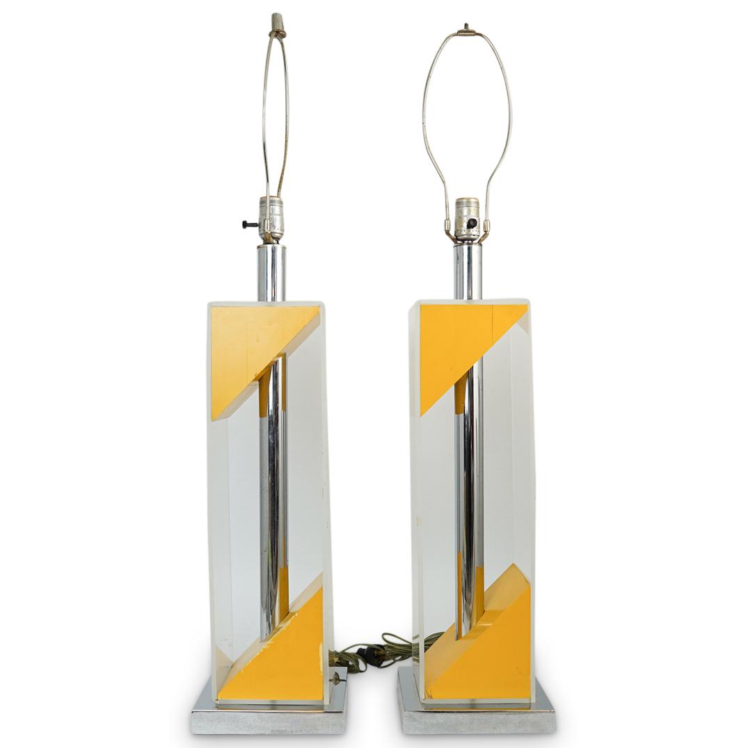Mid Century Lucite & Chrome Table Lamps (1 of 4)