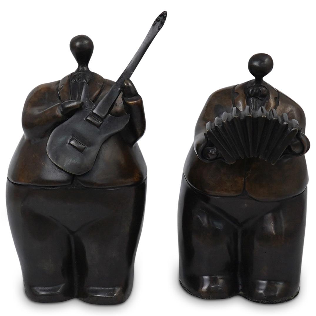 (2 Pc) Fernando Botero Style Bronze Musicians (1 of 3)