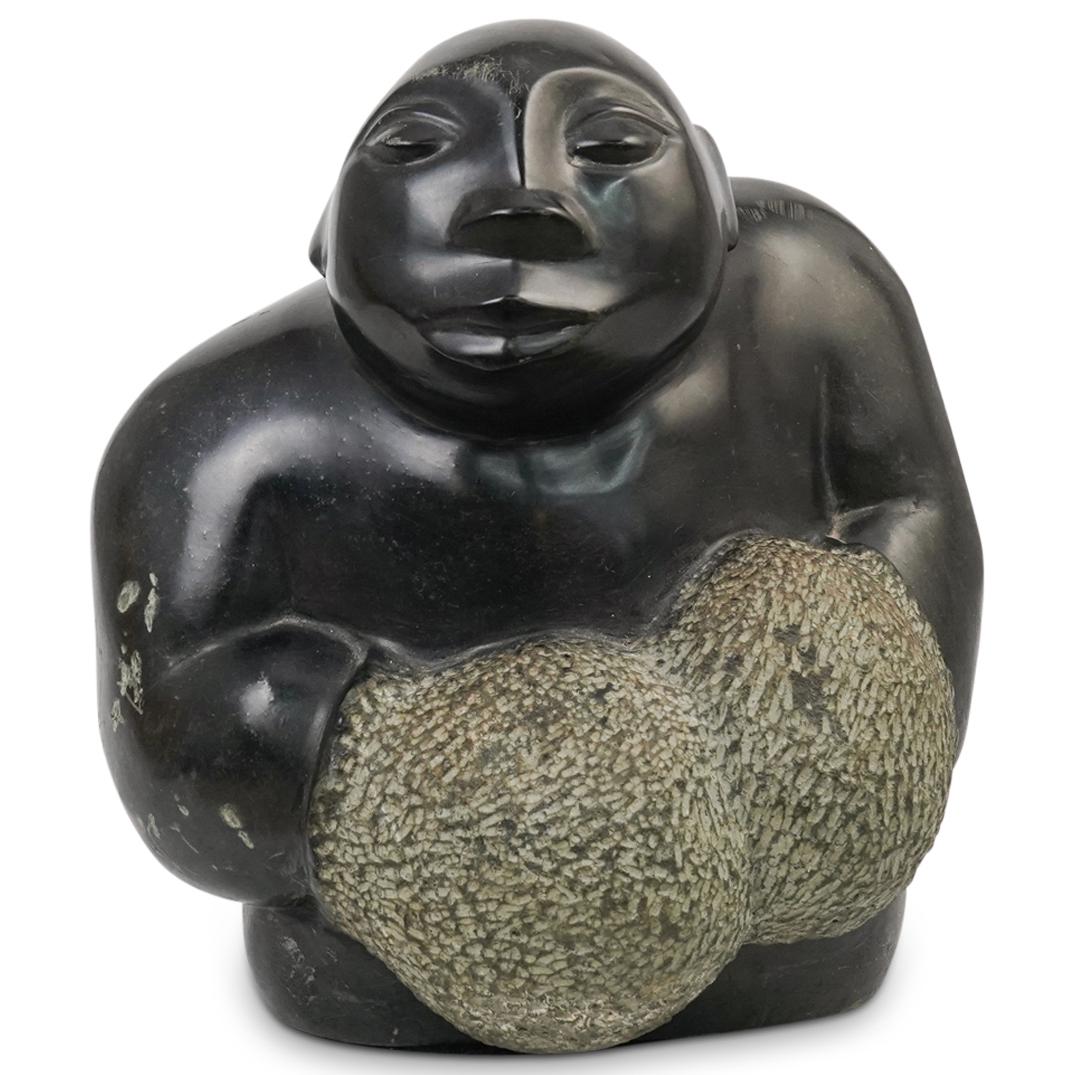 Inuit Carved Stone "Boxer" Sculpture (1 of 3)