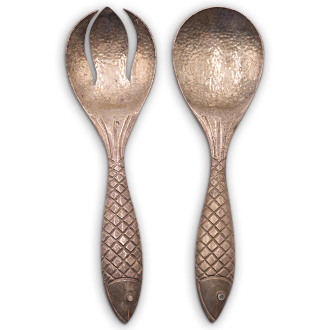 Emilia Castillo Silver Plated Salad Tossers (1 of 5)