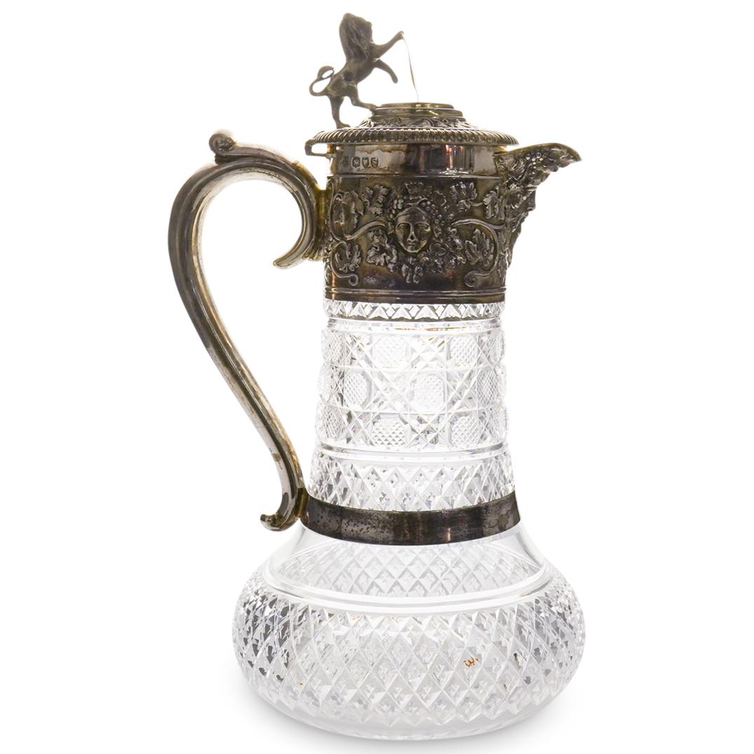 English Sterling Silver & Crystal Pitcher (1 of 4)