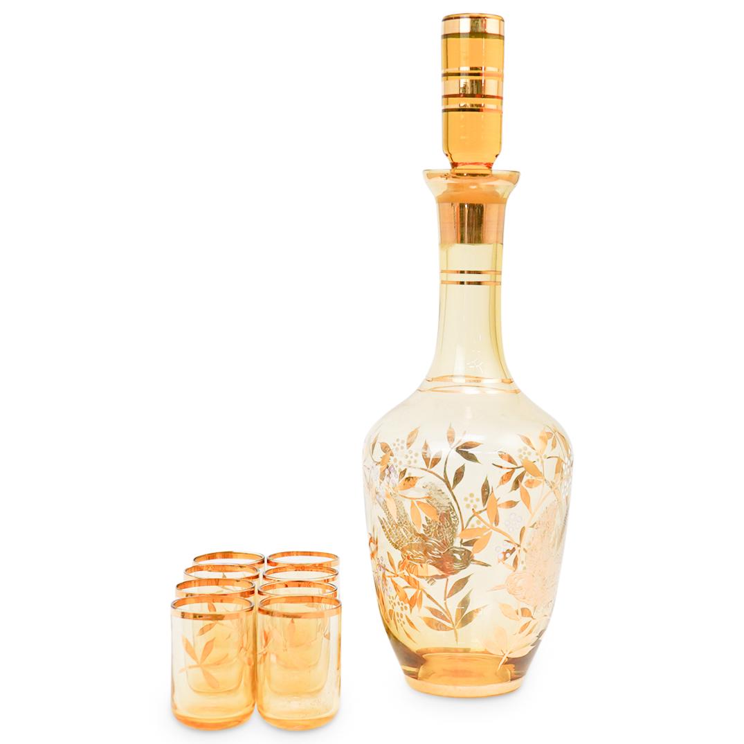Bohemian Amber Glass Liquor Set (1 of 4)