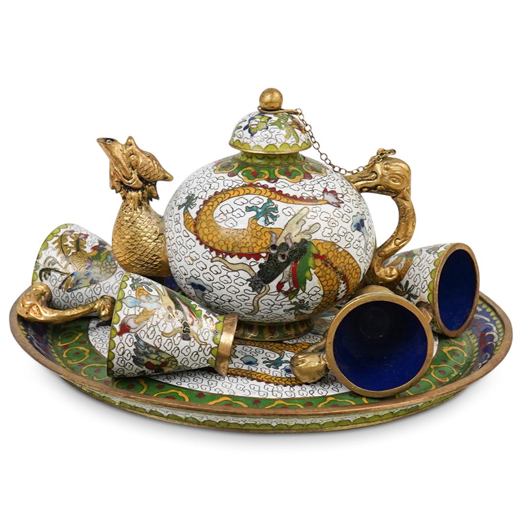 Vintage Chinese Cloisonne Miniature Tea Set (1 of 5)