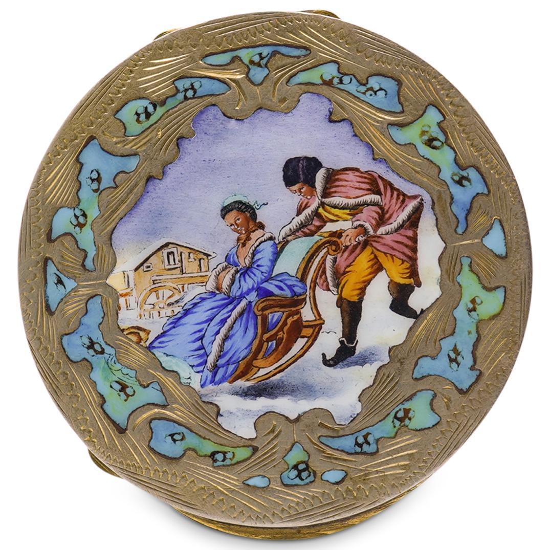 Antique Silver Enamel Compact Case (1 of 4)