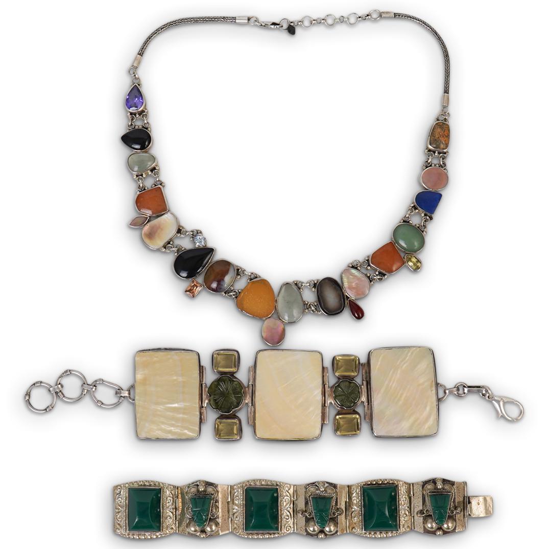 (3 Pc) Sterling Silver and Semi Precious Stone Jewelry (1 of 4)