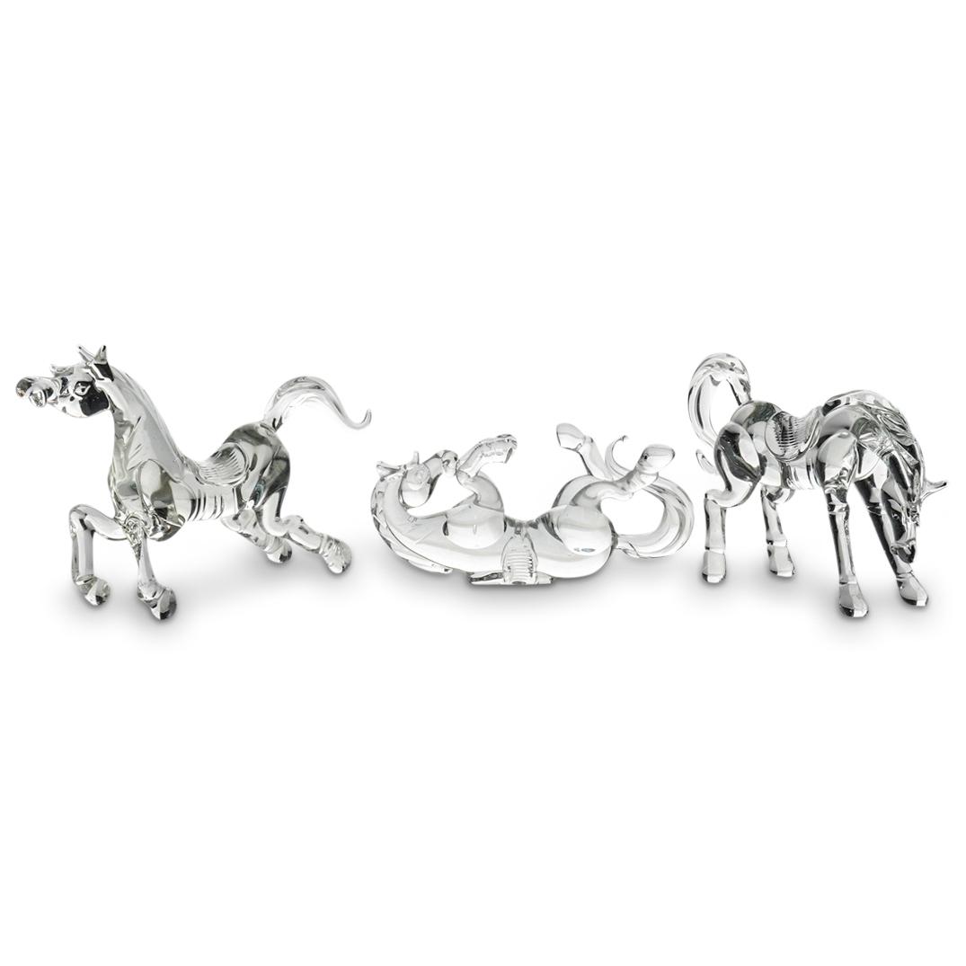 (3 Pc) Murano Glass Horse Group (1 of 5)