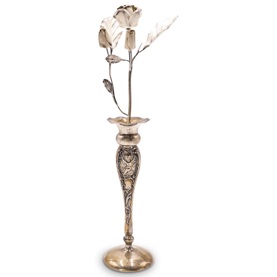Sterling Silver Bud Vase with Floral Accent (1 of 6)