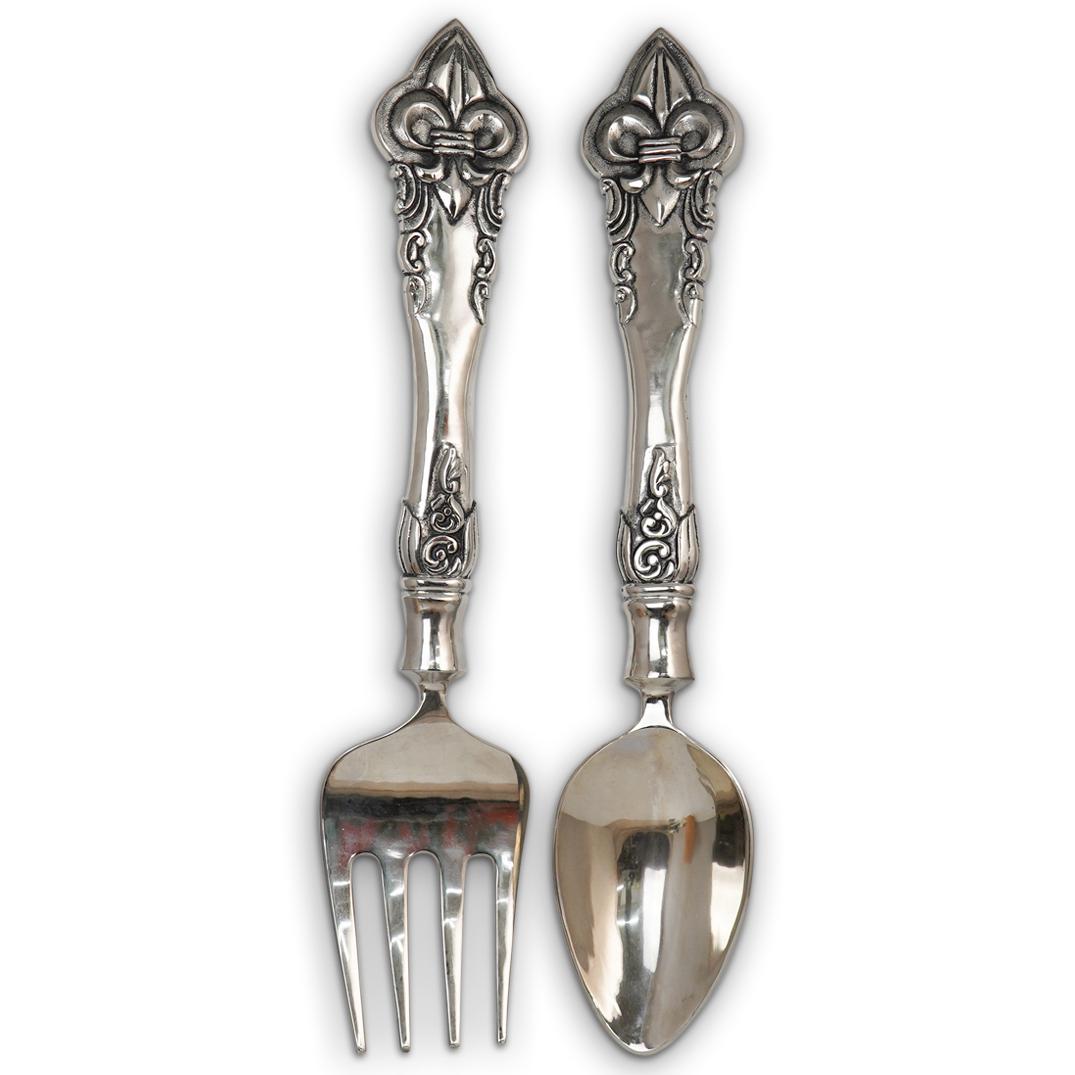 Large Decorative Silver Fork & Spoon (1 of 4)
