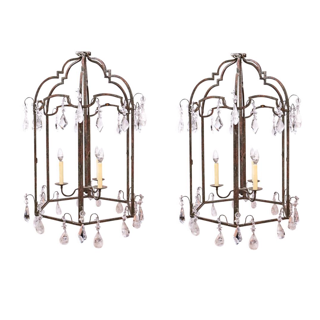 Pair of Modern Rock Crystal Chandelier (1 of 9)