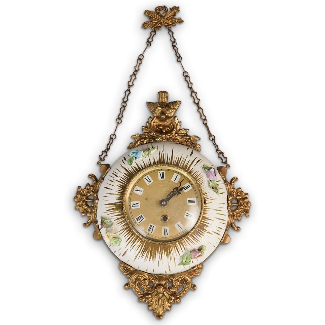 Antique French Porcelain & Brass Hanging Clock (1 of 6)