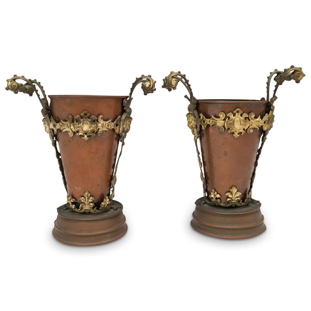 Pair Of European Brass and Copper Planters (1 of 4)