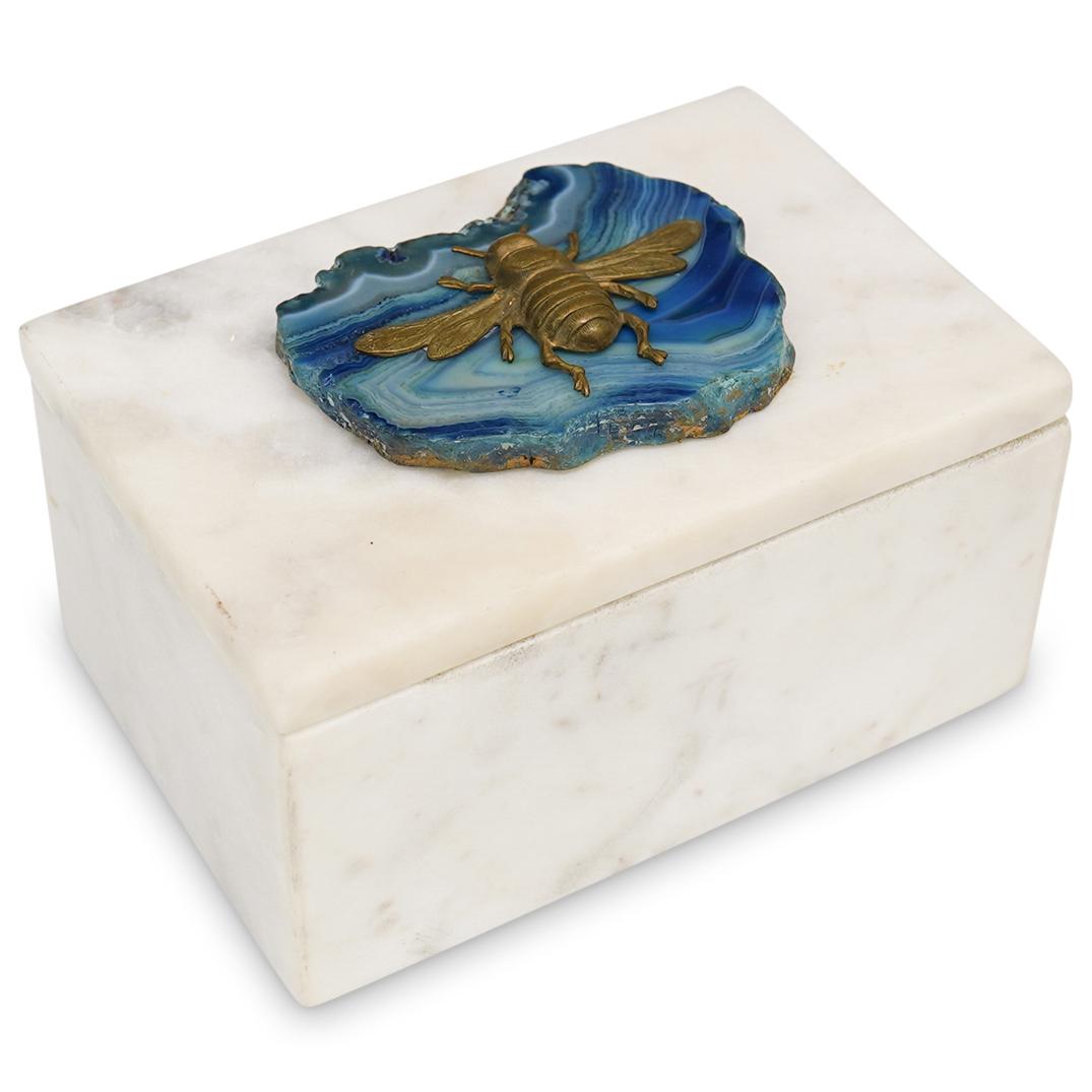 Agate, Marble and Bronze Bee Box (1 of 4)