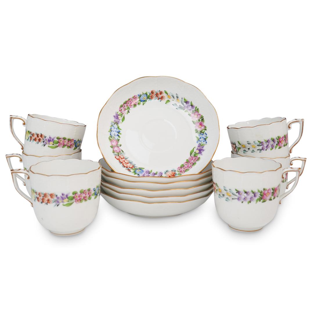 (12 Pcs) Herend Porcelain " Garland" Coffee & Saucers (1 of 4)