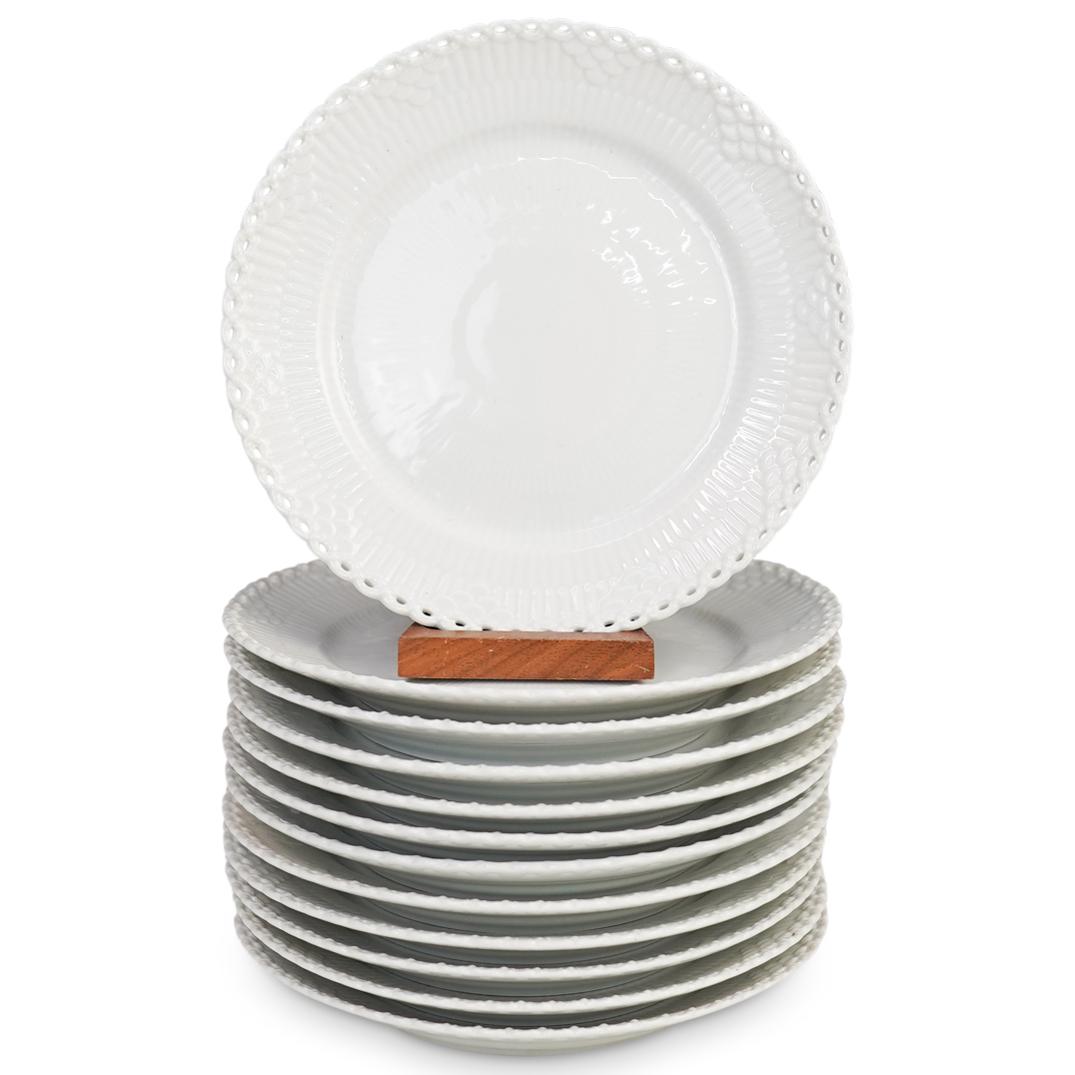 (12 Pcs) Royal Copenhagen "White Full Lace" Salad (1 of 3)