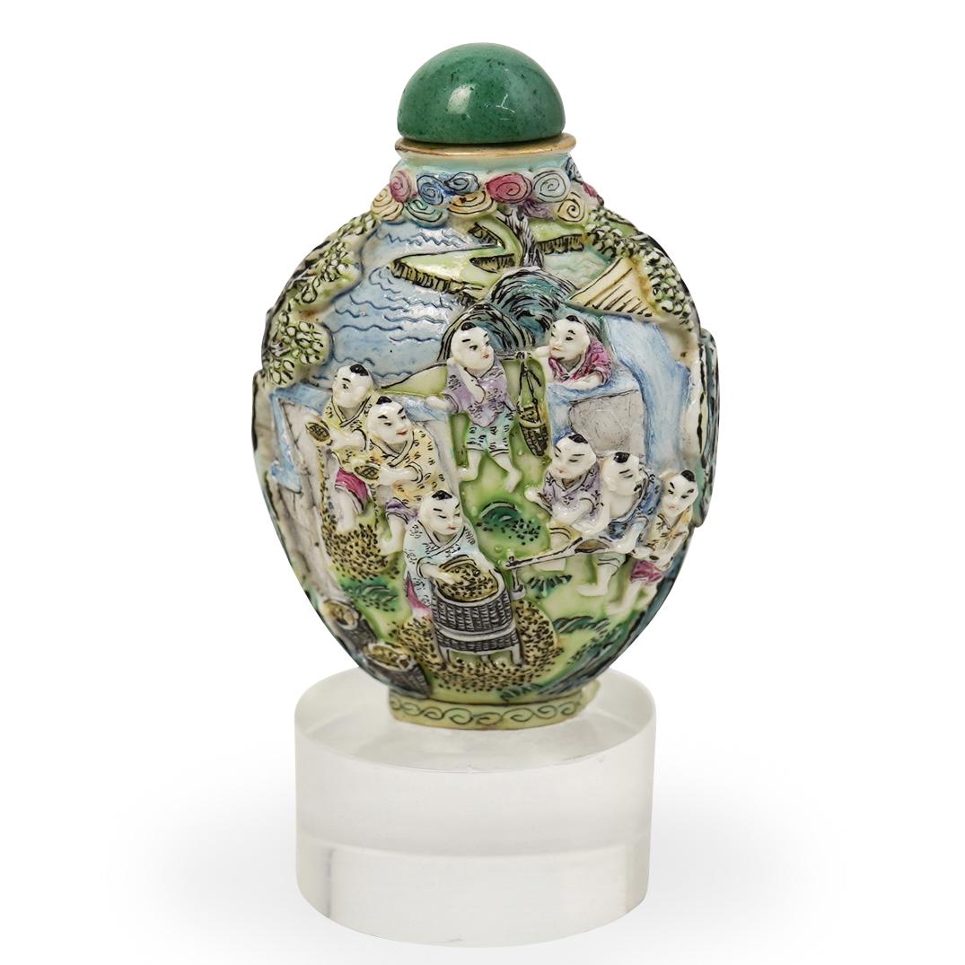 19th Cent. Chinese Figural Porcelain Snuff Bottle (1 of 5)