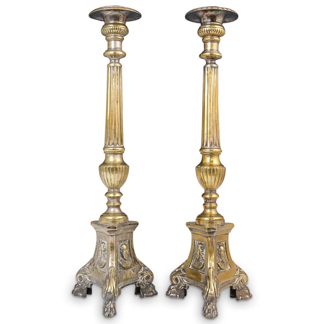 Antique Brass Altar Candlesticks (1 of 4)