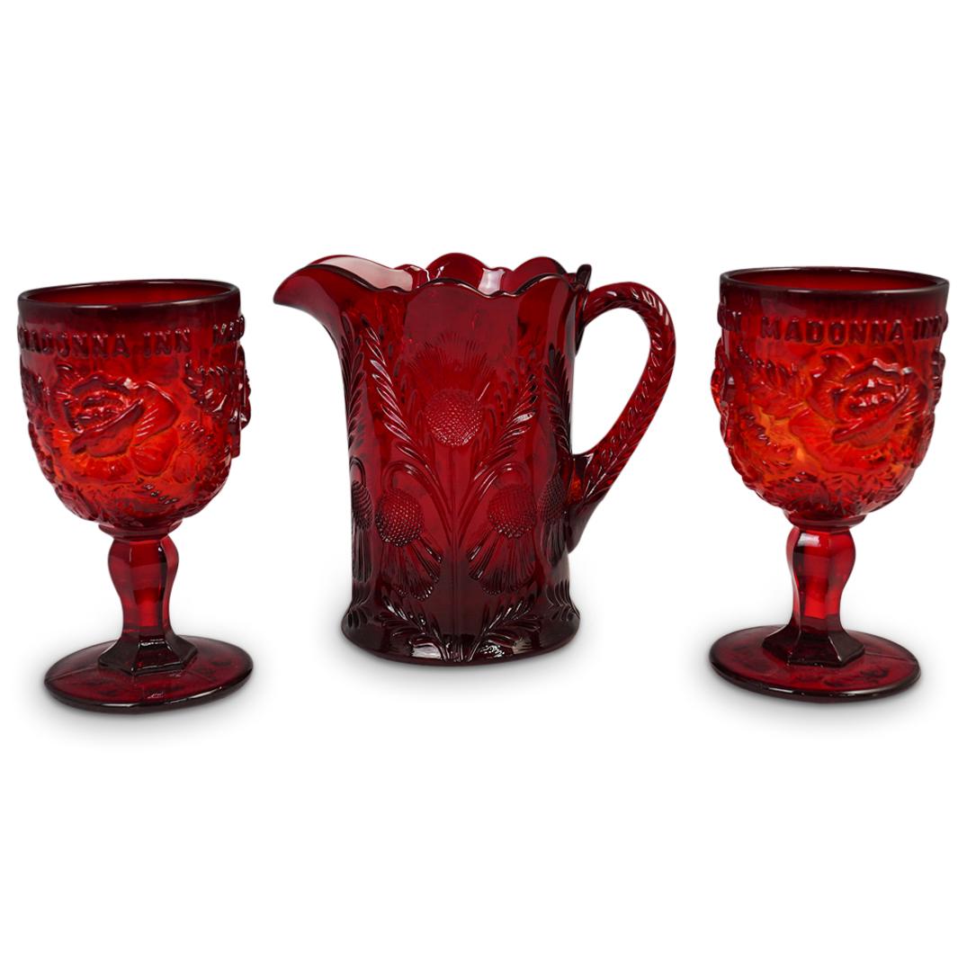(3 Pc) Fenton Glass Goblets & Pitcher Set (1 of 4)