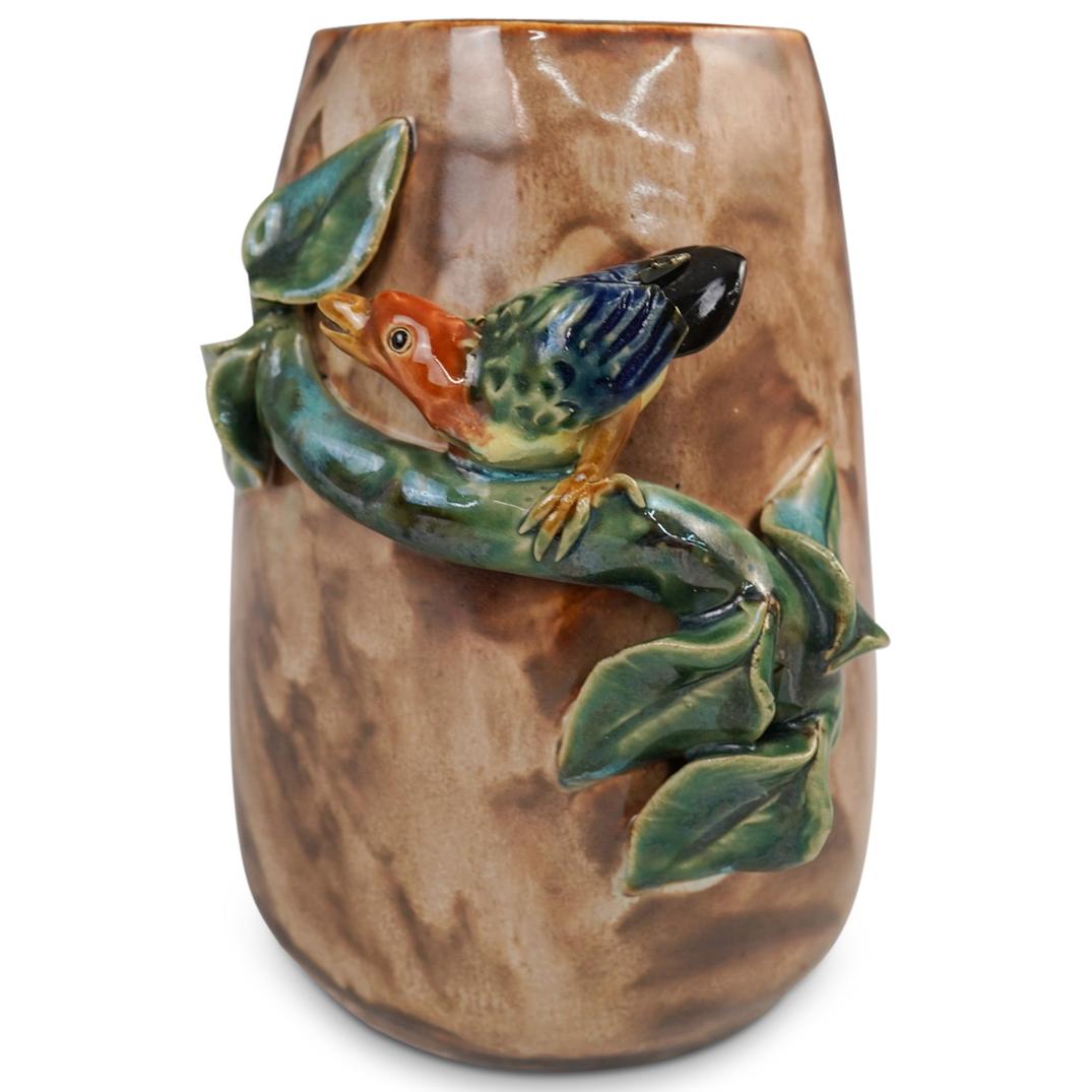 Majolica Tropical Bird Vase (1 of 3)