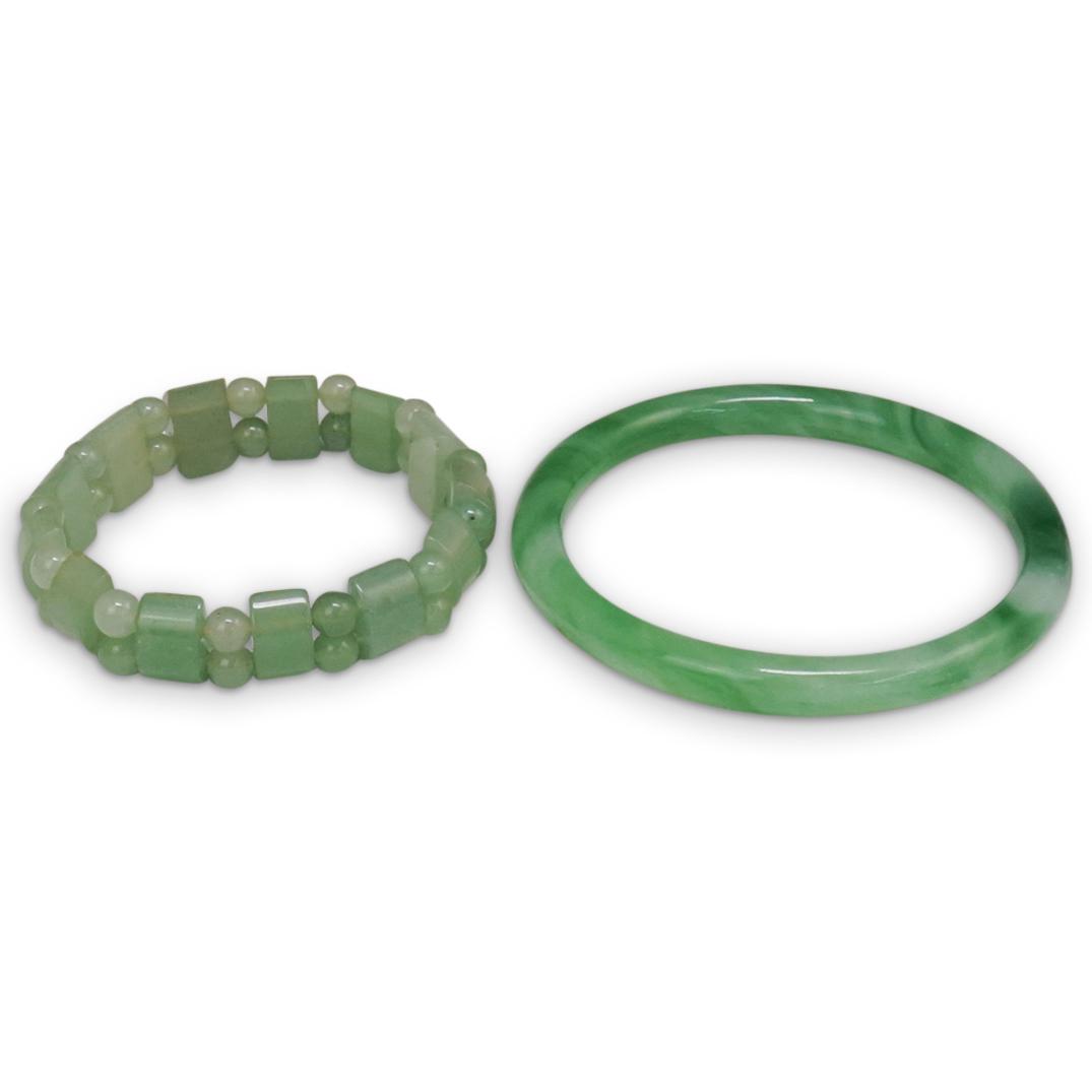 (2 Pc) Jade Bangle & Bracelet (1 of 2)