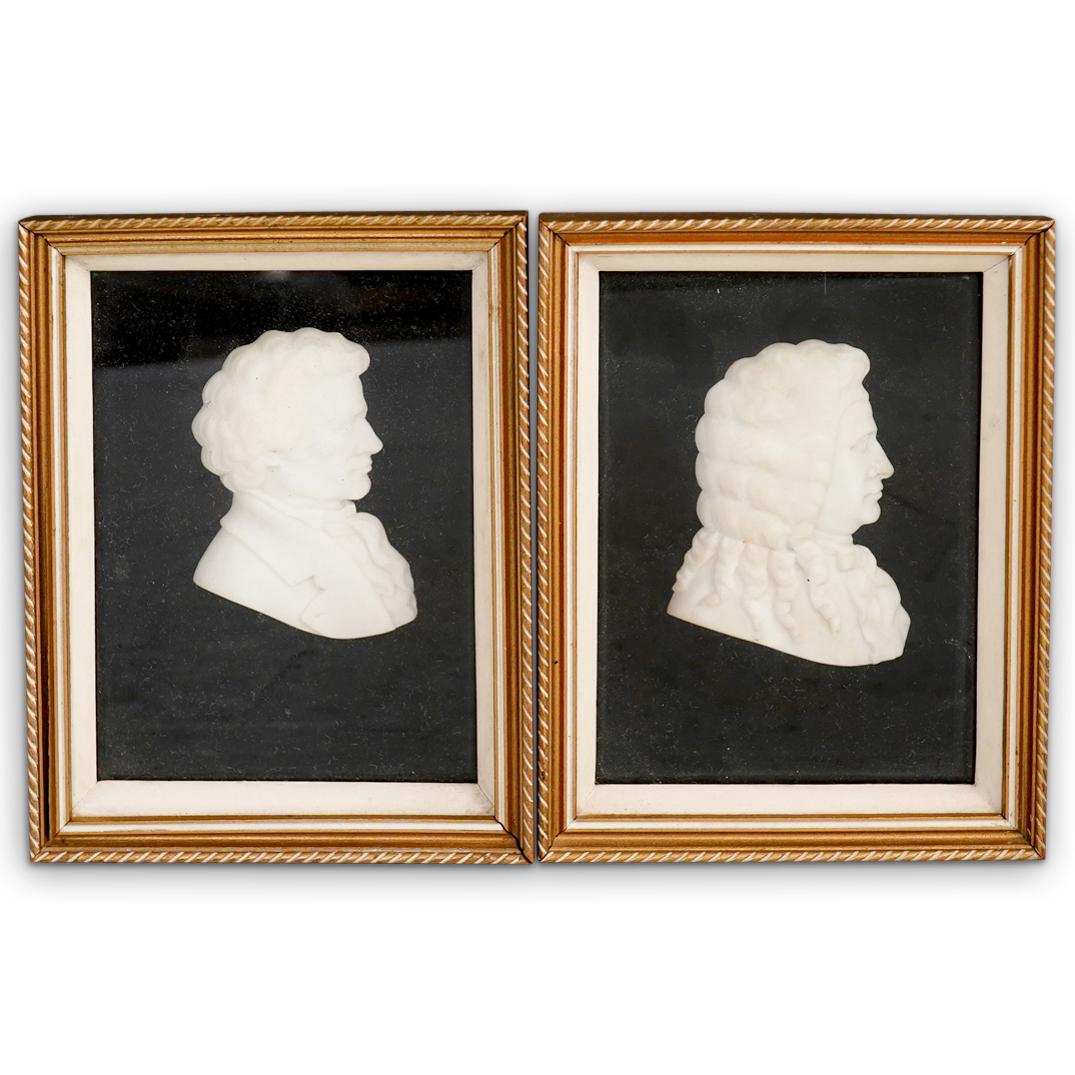 (2 Pc) Framed Alabaster Busts (1 of 3)