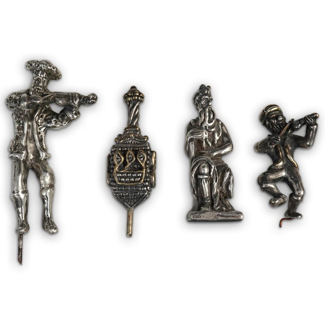 (4 Pc) Judaica Silver Overlaid Figures (1 of 2)