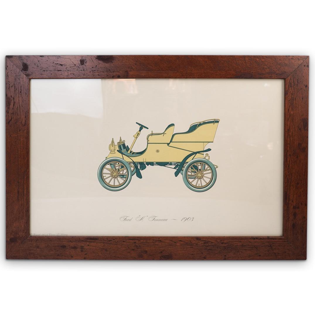 (3 Pc) Decorative Antique Car Lithos (1 of 11)