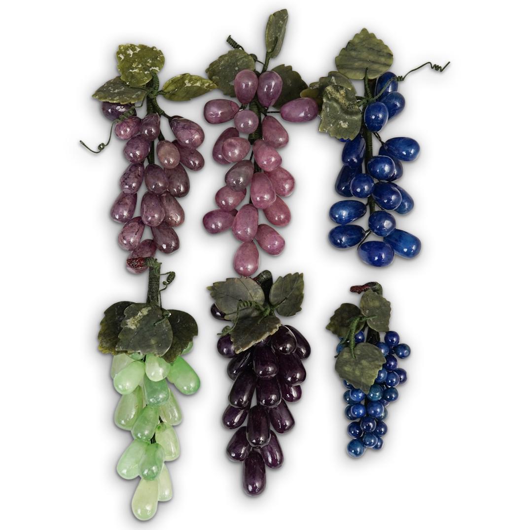 (6 Pc) Semi Precious Stone Grape Carvings (1 of 5)