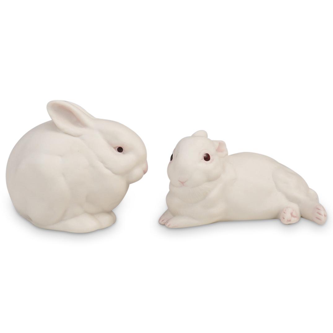 (2 Pc) Cybis Porcelain Bunnies: DESCRIPTION: Two Cybis porcelain bunnies completed in realistic details, marked along the underside "Cybis". CIRCA: 20th Cent. ORIGIN: USA DIMENSIONS: H: 3.5" W: 4" CONDITION: Great condition. See lot