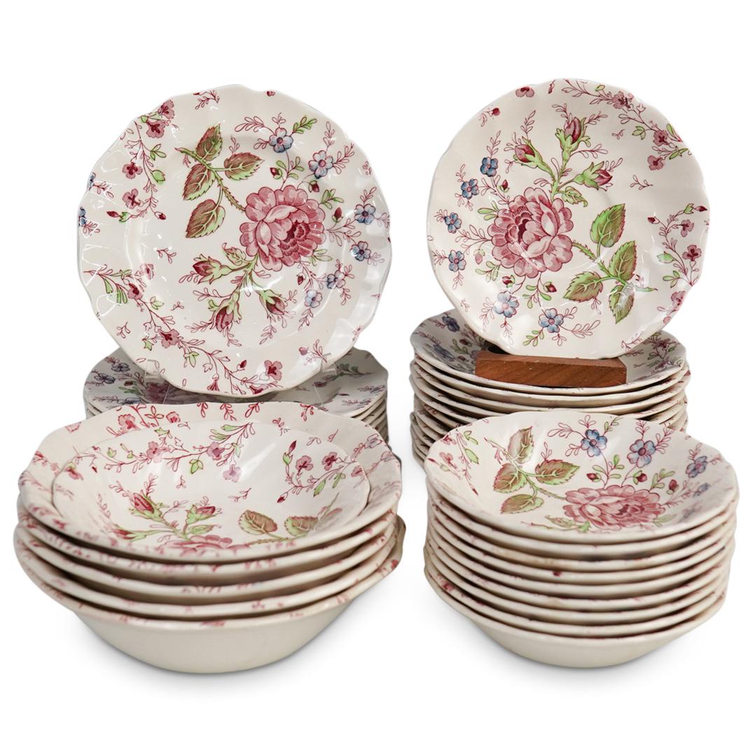 (40 Pc) Johnson Bros "Rose Chintz" Porcelain Set (1 of 4)