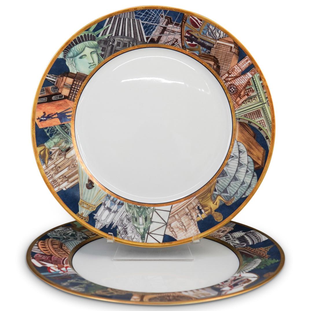 (2 Pc) Bernardaud Limoges "Metropoles" Porcelain Plates (1 of 4)
