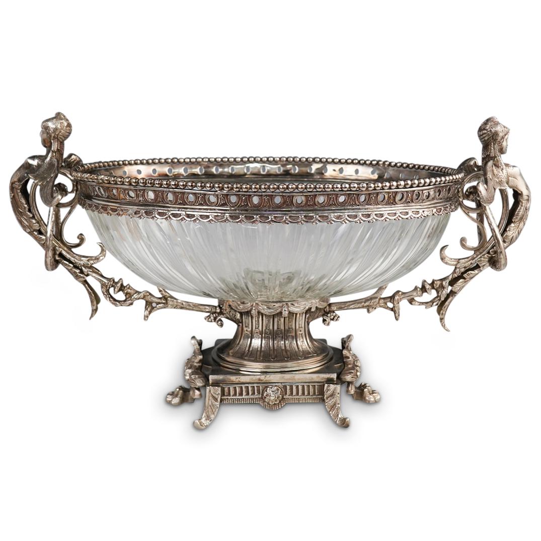 Large Silver Plated and Crystal Centerpiece Bowl (1 of 6)