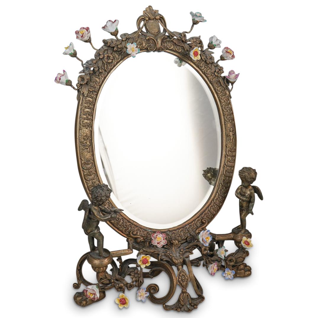 Bronze Floral & Cherub Vanity Mirror (1 of 9)