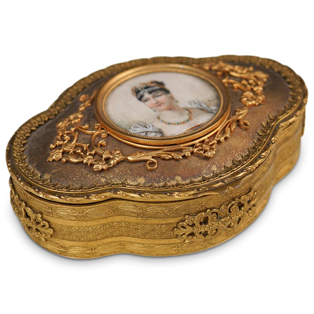 French Dore Bronze and Porcelain Portrait Box (1 of 5)