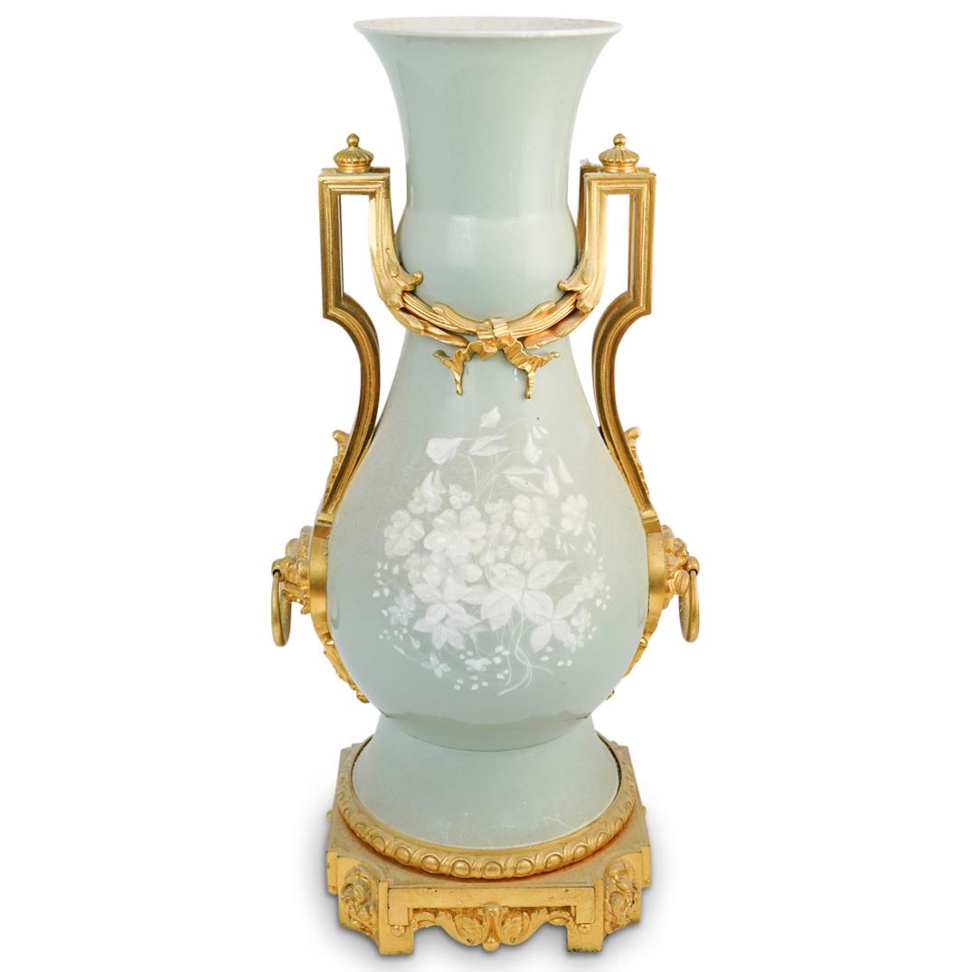 Possibly Limoges Pate sur Pate Celadon Vase (1 of 8)